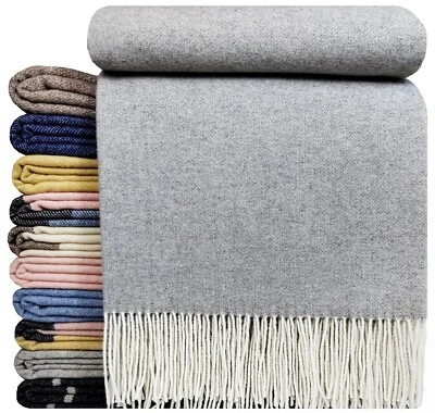 Merinowolldecke Wolldecke Merinowolle-Kaschmir Mix 140x200 cm Hellgrau - Bild 1 von 4