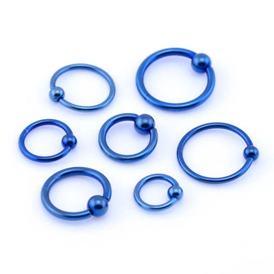 BCR Cierre de Bola Anillo Cautivo Labio Nariz Oreja Tragus Tabique Anillo DORADO AZUL ARCO IRIS Foto 1 de 4