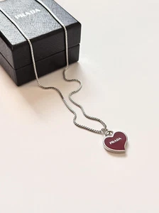 Prada Silver Plated Heart Pendant on Chain/Necklace - Picture 1 of 2