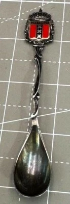 Амстердам сувенирная ложка Demitasse 800 серебро с эмалью дизайн герба - Изображение 1 из 4