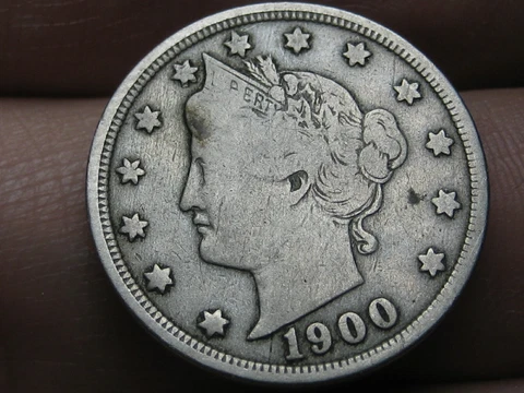 1900 Liberty Head V Nickel 5 Cent Piece- Fine/VF Details Cover