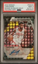 2022-23 Panini Mosaic Choice Black Gold Prizm Auto Tari Eason 4/8 RC PSA 9 10