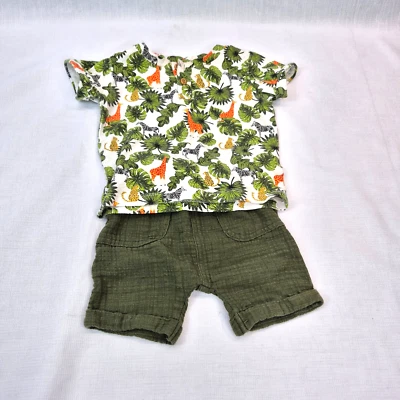 Conjunto corto de safari Wonder Nation 18M para niños pantalones cortos de lino verde con estampado animal Foto 1 de 4