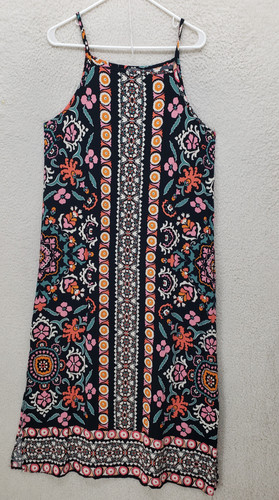 PALM ANGELS Abito donna Vince Camuto grande muticolo rayon spaghetti manica cambio maxi boho