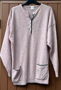 Vintage Top Lady Pink Marl + Grey Lambswool & Nylon Jumper. Size 22 - Picture 1 of 4