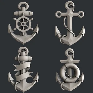 3d STL models for CNC, Artcam, Aspire, relief marine anchor - Picture 1 of 9
