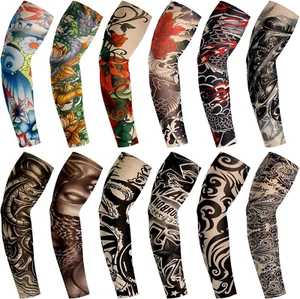 12 mangas de tatuaje de talla grande, mangas de brazo falsas, cubiertas realista - Picture 1 of 12