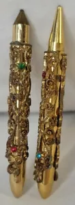 Antique Miniature Pen and Pencil Set Gold with Jewels - Picture 1 of 12