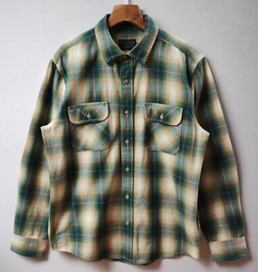 NWT Pendleton Long Sleeve Beach Shack Shirt - Green Yellow Plaid Cotton Size XL - Picture 1 of 7