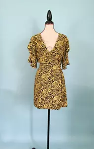 Talla: 6 Vestido envolvente amarillo y negro TOPSHOP manga corta cuello en V para mujer - Imagen 1 de 13