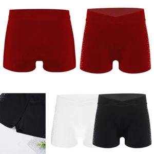 Kids Girls Pants Bike Bottom Training Shorts Safety Performance Rhinestones - Picture 1 of 38