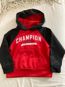 Champion Boys Hoodie Size 5-6 Red And Black Sweatshirt Activewear Pullover - Picture 1 of 5