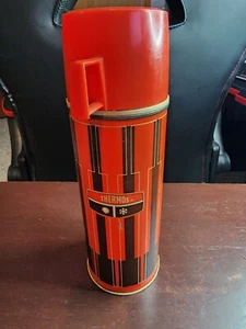 Vintage Thermos Division King Seeley Half Pint Size Red Black Stripe USA 22A63 - Picture 1 of 9