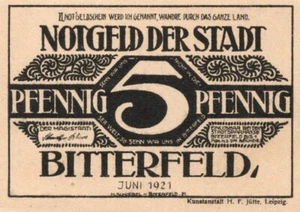 Dinero de emergencia Bitterfeld (Alemania) 5 peniques GRA111 1 1/40 - Imagen 1 de 2