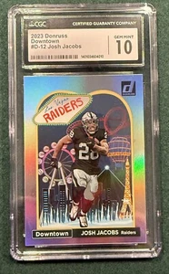2023 Donruss Downtown Josh Jacobs #D-12 CGC Gem Mint  10 - Picture 1 of 2