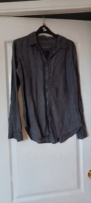 Marks and Spencer Linen With Love Shirt Charcoal Size 10 - Image 1 of 4