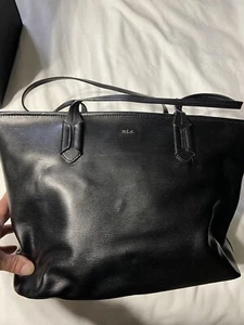 ralph lauren Black Leather Large Purse Handbag Tote - Picture 1 of 11