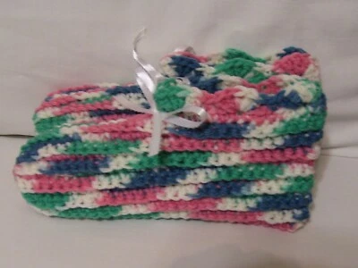 Ladies Size Handmade Crochet Slippers House Shoes--color-Cottage Garden - Image 1 of 2