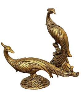 Vtg MAC California MCM Hollywood Regency Gold Peacock Pheasant Bird Sculptures - Picture 1 of 21
