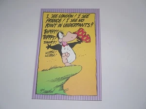 Vintage 1997 Opus n Bill Friendship Funny Greeting Card London France Underpants - Picture 1 of 3