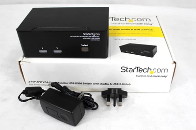 StarTech 2 Port DVI VGA Dual Monitor USB KVM Switch USB with Audio & USB 2.0 Hub - Image 1 of 4