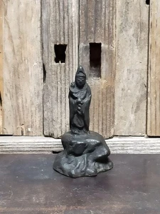 MINI Kannon Bodhisattva Copper Buddha Statue Buddhist Altar Utensils Antique - Picture 1 of 10