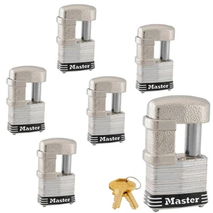 Master Latch Lock - (6) Keyed Alike Trailer & Multi Purpose Padlocks #37KA - 6 - Picture 1 of 4
