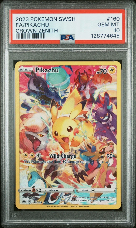 Pokemon Pikachu 160/159 Full Art Secret Rare Crown Zenith 2023 PSA 10 GEM MINT - Image 1 of 2