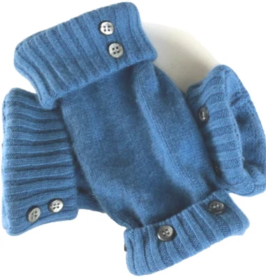 GUANTES SIN DEDOS AZUL VERDE AZULADO 100% CACHEMIR M - L MEDIANO - BRAZOS GRANDES CALENTADORES PUÑOS Foto 1 de 2