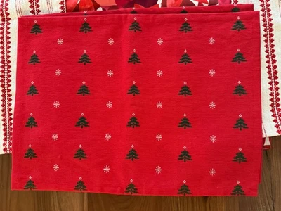 Juego 2 manteles reversibles para árbol de Navidad rojo verde barril cajón Foto 1 de 4