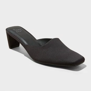 Women's Jessica Square Toe Mule Satin Heels with Memory Foam Insole - - Picture 1 of 4