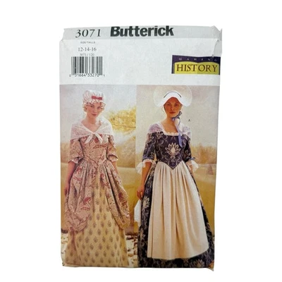 Colonial 18th Century Dress History Costume Pattern Butterick 3071 Sz12-16 Uncut - Image 1 of 3