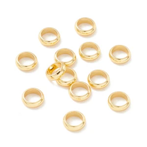 10x 18K Gold Plated Stainless Steel Spacer Flat Ring Round Beads - 6mm UK - Picture 1 of 3