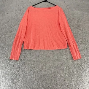 Eileen Fisher Top Womens Small Hemp Organic Linen Boat Neck Boxy Crop Coral - Picture 1 of 11