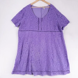 Vestido Catherines Para Mujer 5X Púrpura Encaje Línea A Manga Corta Forrado Fiesta Informal - Imagen 1 de 8