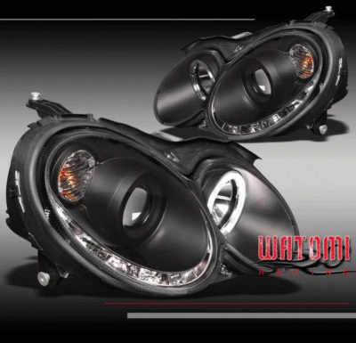03-09 MERCEDES-BENZ CLK W209 HALO DRL LED PROJECTOR HEADLIGHTS BLACK 05 06 07 08 - Изображение 1 из 2