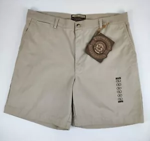 Steve & Barry's Chinos Clásicos Para Hombre Algodón Sarga Pantalones Cortos Caqui Tostado Talla 40 Nuevos - Imagen 1 de 4