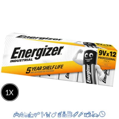 12 x Energizer Industrial 9V Block Alkaline E-Block 6LR21 Batterie - Rauchmelder - Bild 1 von 2