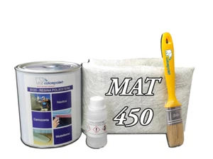 KIT VETRORESINA RIPARAZIONE NAUTICA AUTO RESINA 1,45KG FIBRA LANA VETRO MAT 450 - Foto 1 di 5