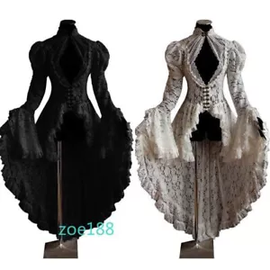 Tunic Dress Plus Size Gothic Long Breathable Lace Dres Steampunk Renaissance Hot - Picture 1 of 16