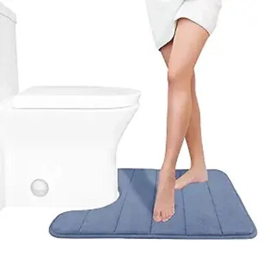 MEDIUM BLUE 21x24" MICRODRY Modern Super-Soft Quilted Memory Foam HD Contour Rug - Image 1 of 4