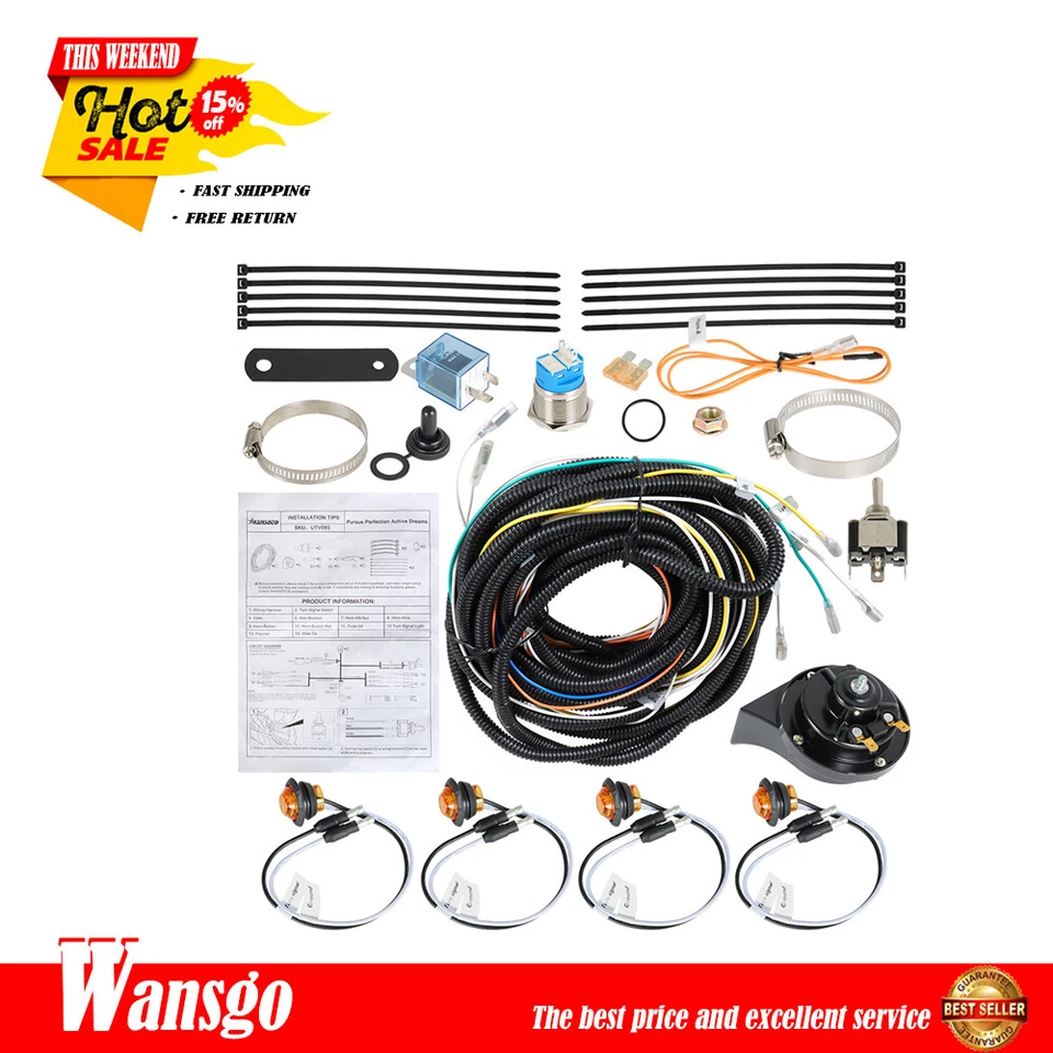 For 2005-2015 John Deere Gator TE Pug & Play LED Turn Signal Light Kit w/Horn US - Image 1 of 4