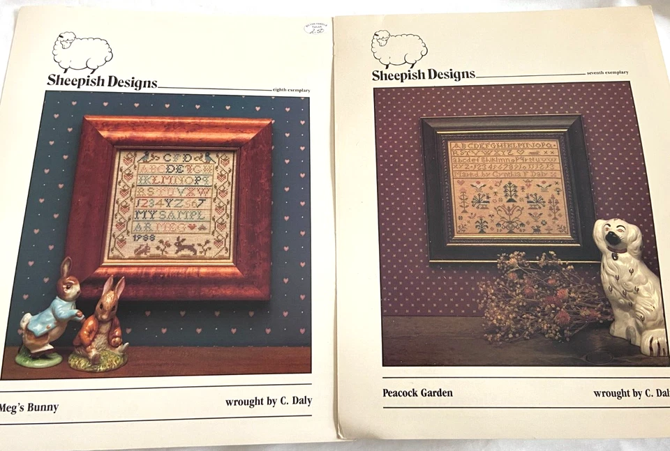 Sheepish Designs - Meg’s Bunny & Peacock Garden - Cross Stitch Sampler Charts - Image 1 of 4