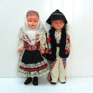 2 Vintage Dolls Czechoslovakian boy and girl 12" international elthnic clothing - Picture 1 of 6