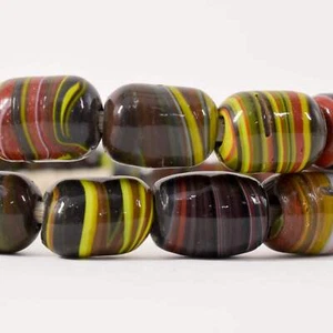 Cuentas comerciales de vidrio jaspeado India antiguas 33 pulgadas - Imagen 1 de 8