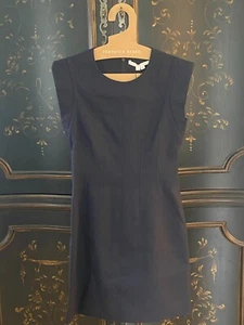 $398 Veronica Beard ROSEDALE LINEN DRESS | Navy | 2 - Picture 1 of 12
