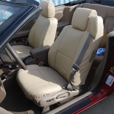 for CHRYSLER SEBRING CONVERTIBLE 2001-2006 CUSTOM FIT 2 FRONT SEAT COVERS BEIGE - Image 1 of 4