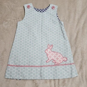 Sweet Girls 4T Blue Bunny Dress by "Shrimp and Grits Kids". (#484) - Picture 1 of 4