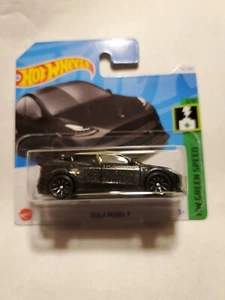 2024 HOT WHEELS * ESTUCHE G * TARJETA CORTA TESLA MODELO Y NEGRO HW VERDE VELOCIDAD 3/10 - Imagen 1 de 8