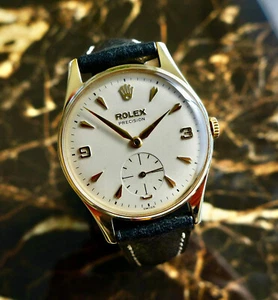 A BEAUTIFUL VINTAGE 9ct GOLD 1957 MID-SIZE ROLEX PRECISION WRISTWATCH IN 9K GOLD - Picture 1 of 7